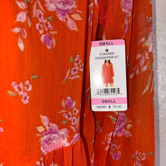 VINCE CAMUTO LADIES THREE TIER MINI DRESS, ORANGE/PINK Sz. Small NWT - Picture 6 of 9